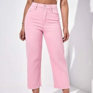 HIGH WAIST STRAIGHT LEG PINK PANTS